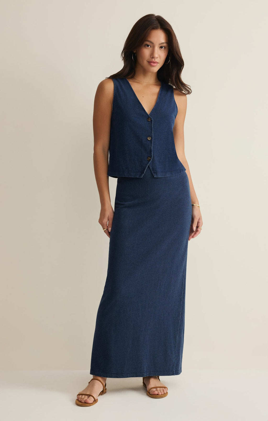 Noelle Jersey Denim Sleeveless Tank