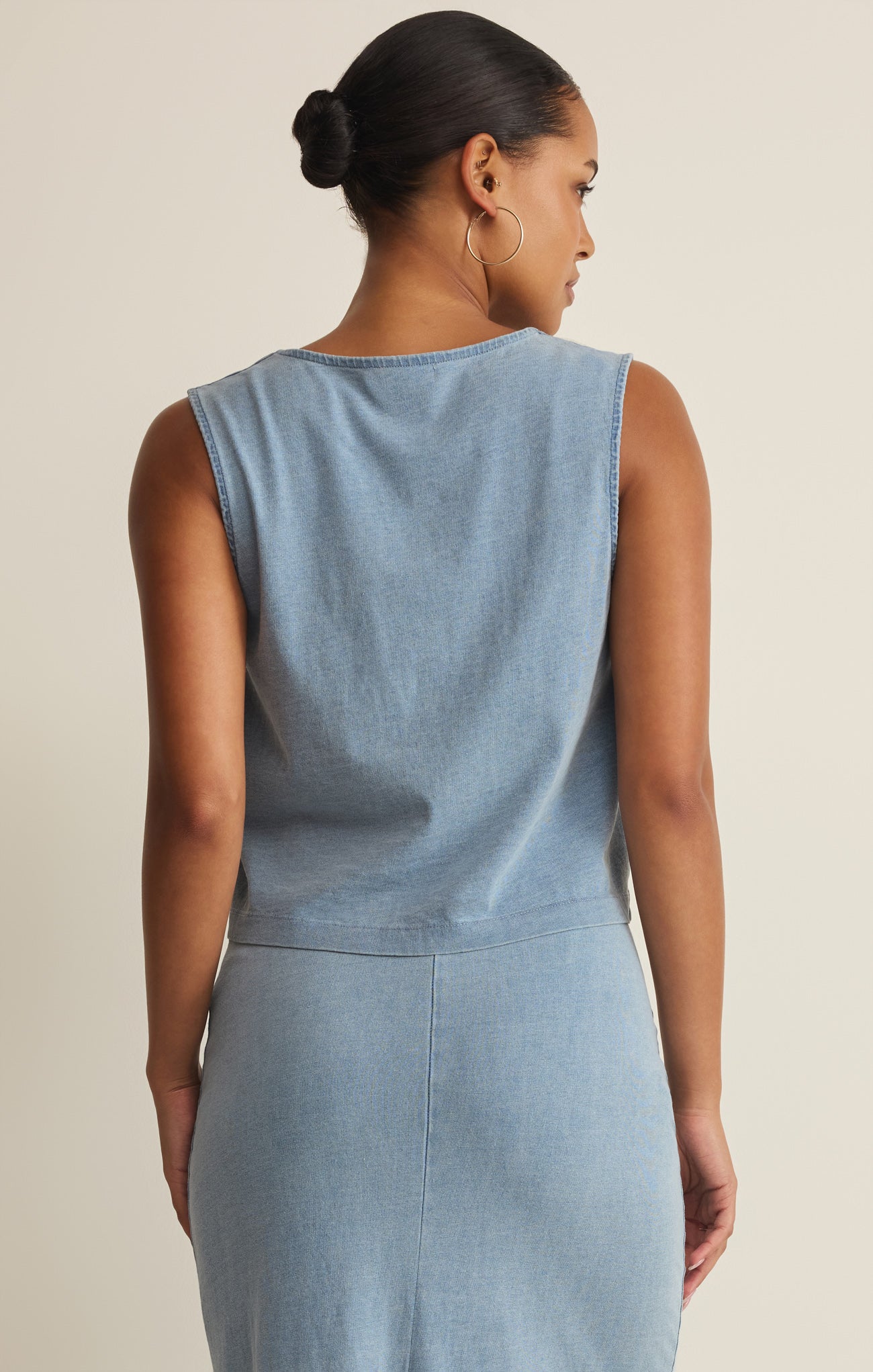 Noelle Jersey Denim Sleeveless Tank