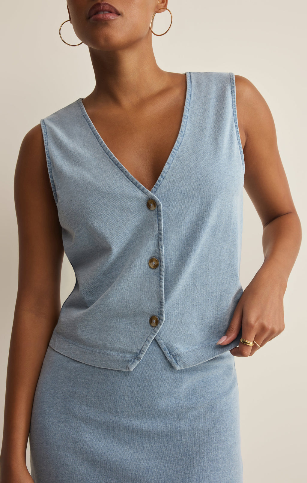 Noelle Jersey Denim Sleeveless Tank