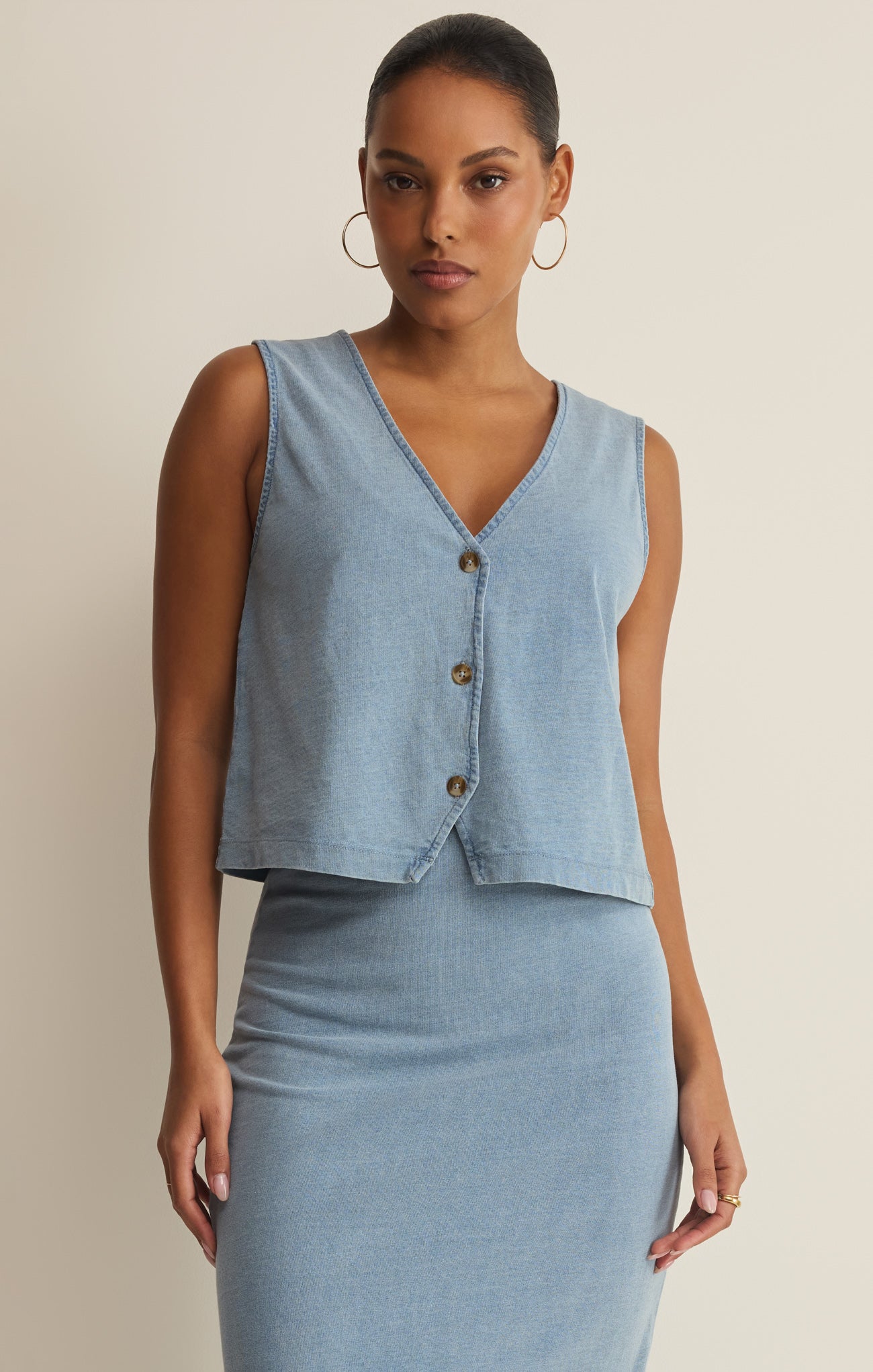 Noelle Jersey Denim Sleeveless Tank