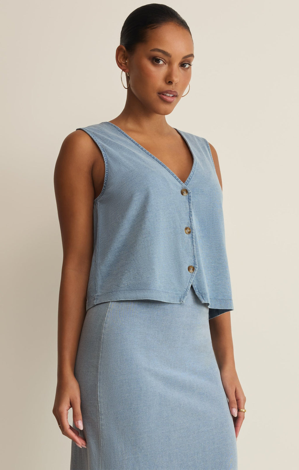 Noelle Jersey Denim Sleeveless Tank