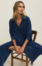 Reese Jersey Denim Button Up