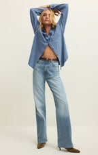 Reese Jersey Denim Button Up