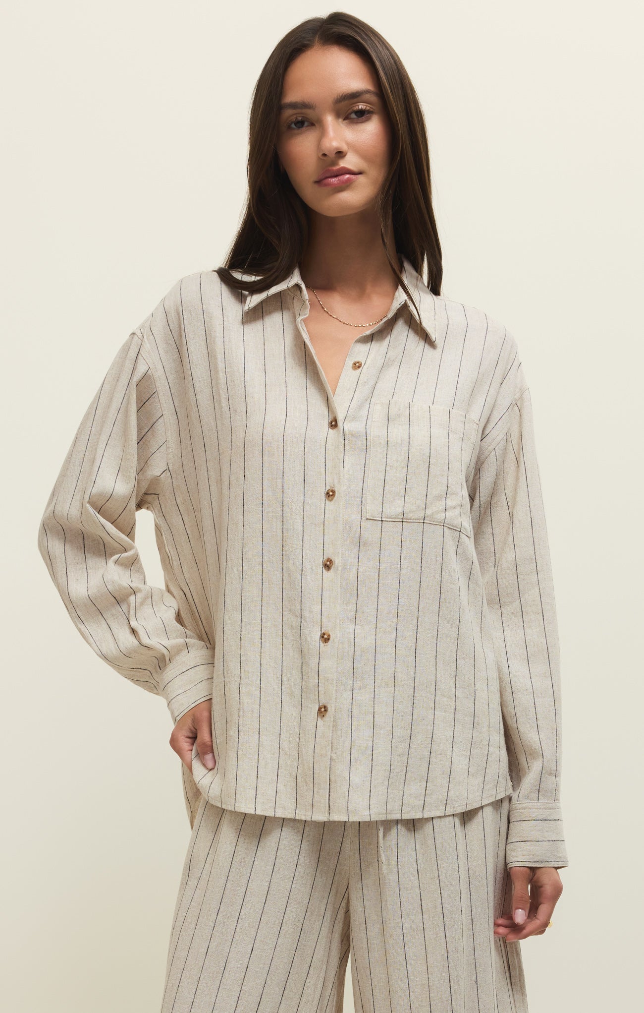 Alfie Striped Linen Button Up Main image