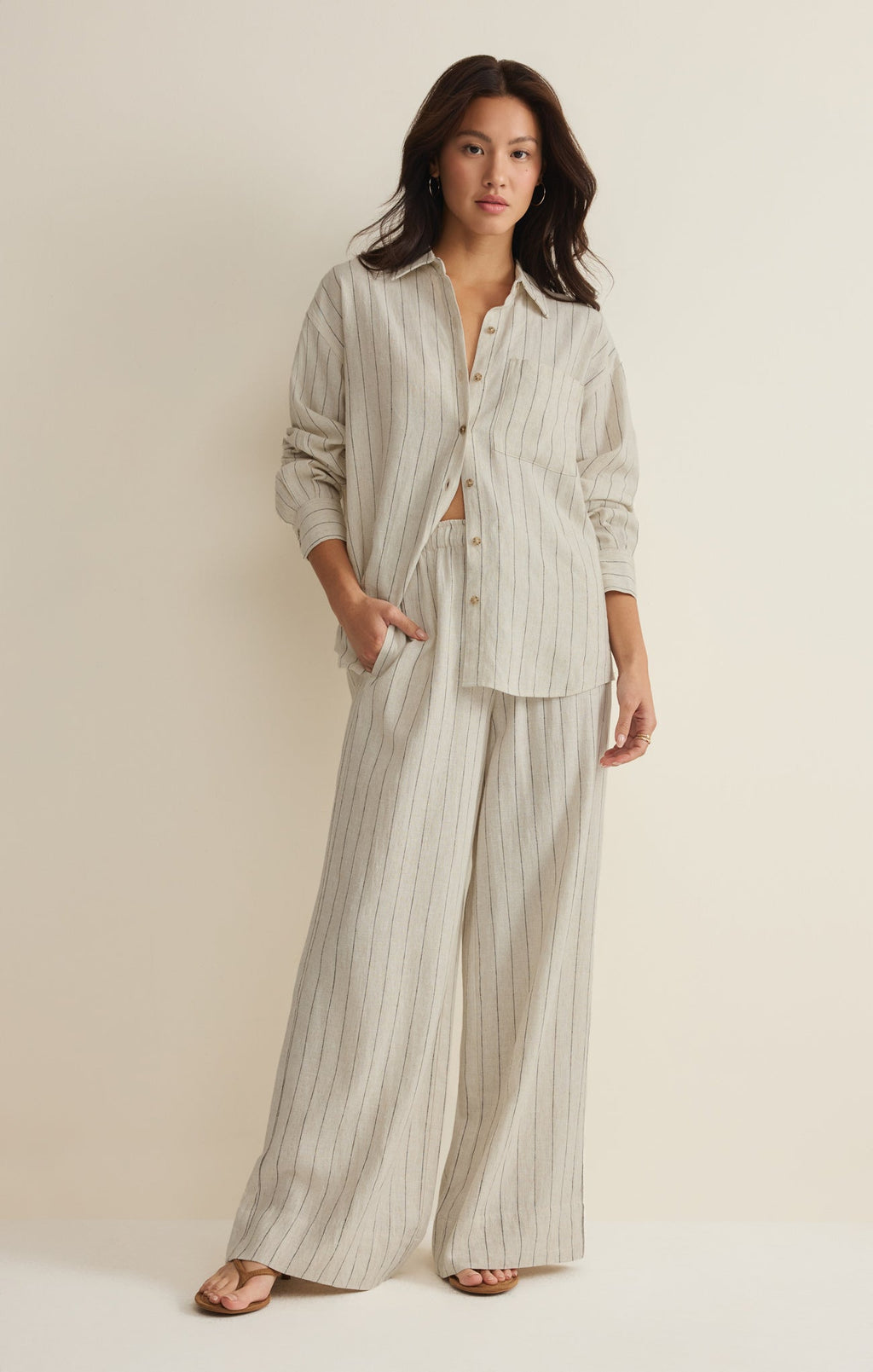 Alfie Striped Linen Button Up