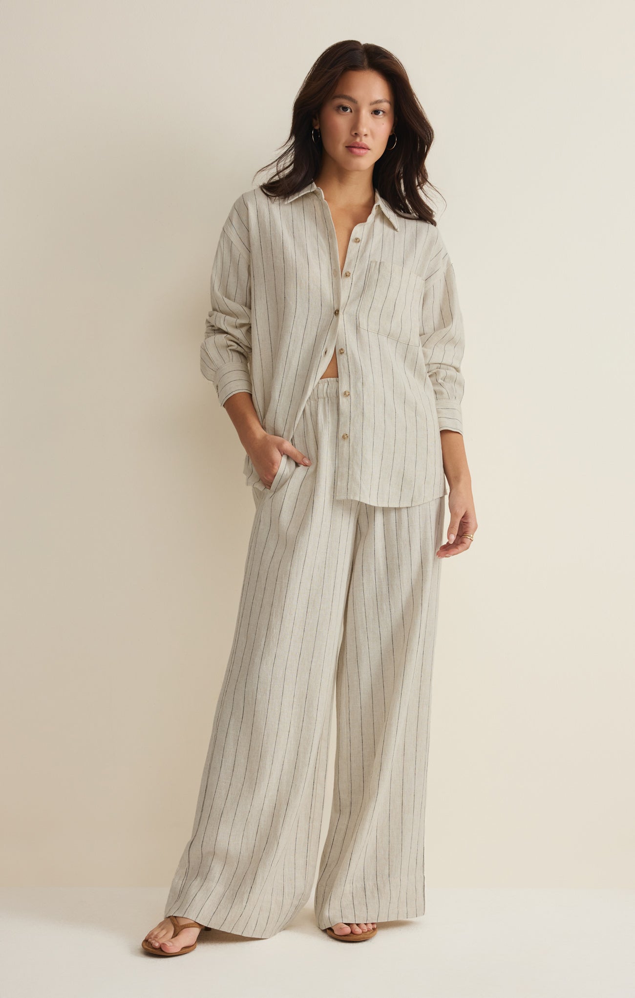 Alfie Striped Linen Button Up