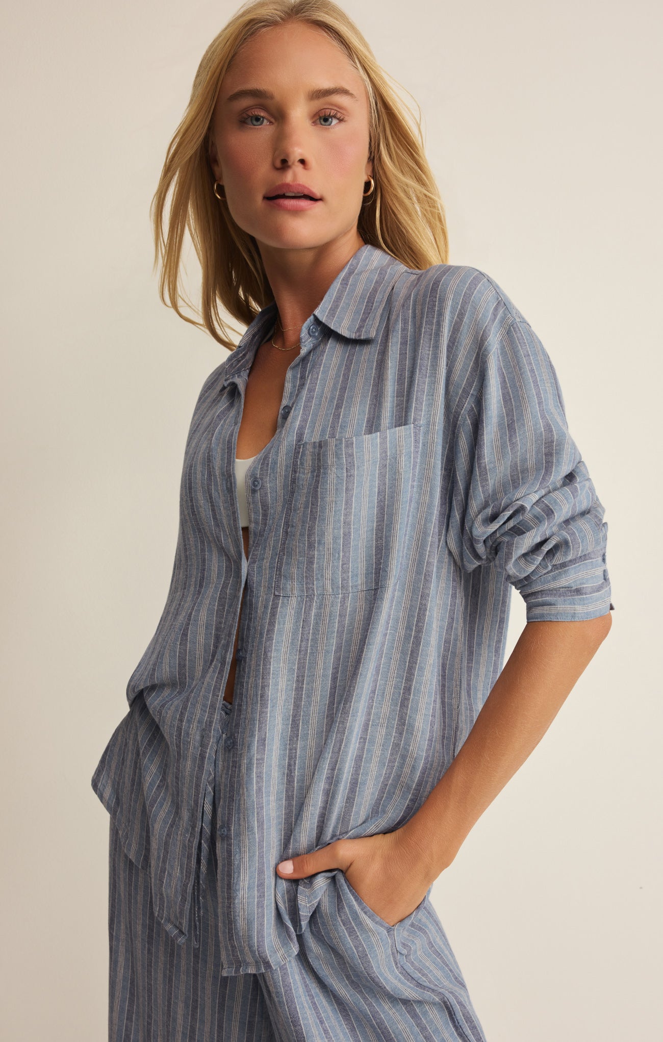 The Signature Striped Linen Top