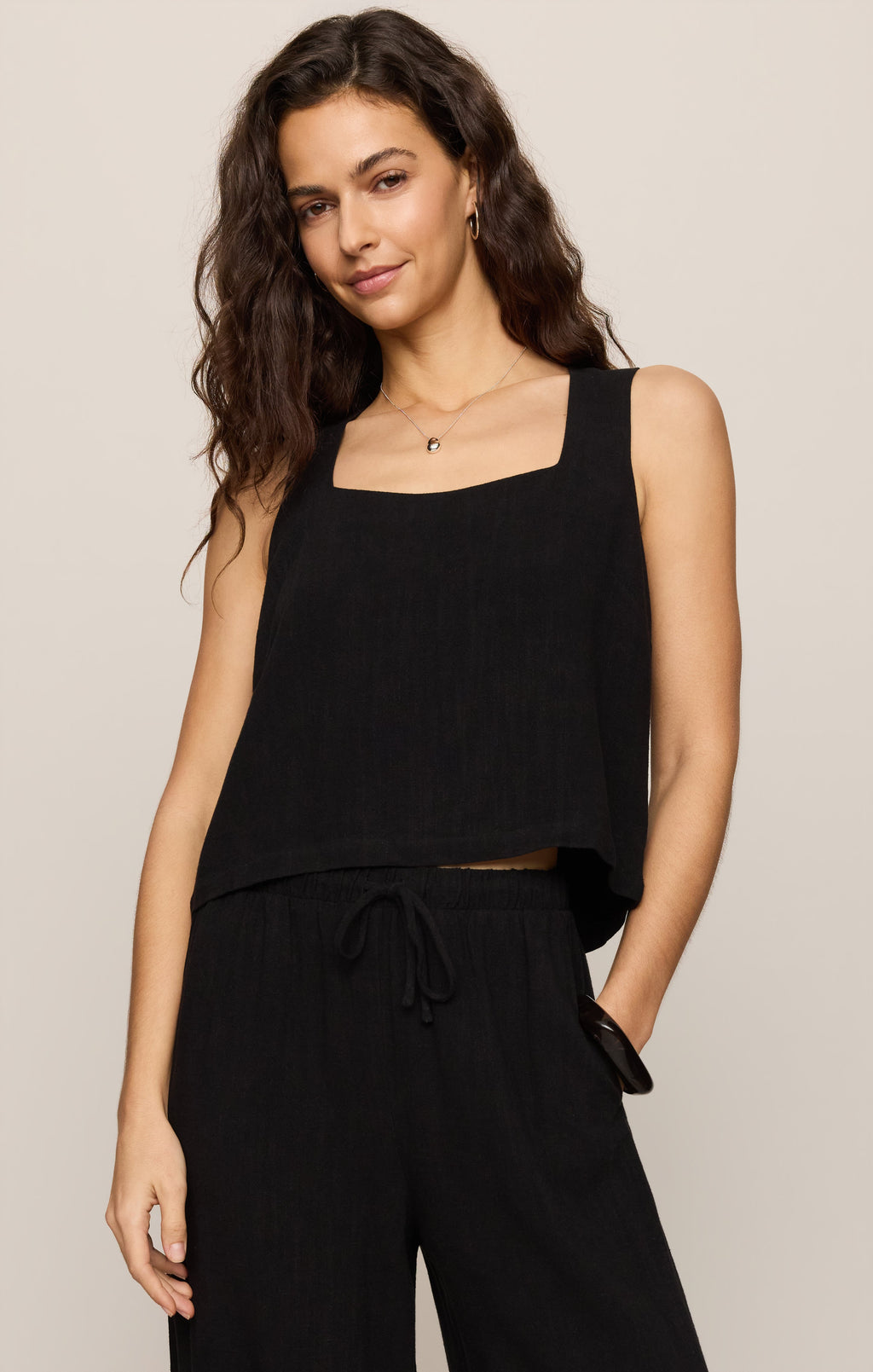 Charli Cropped Linen Top