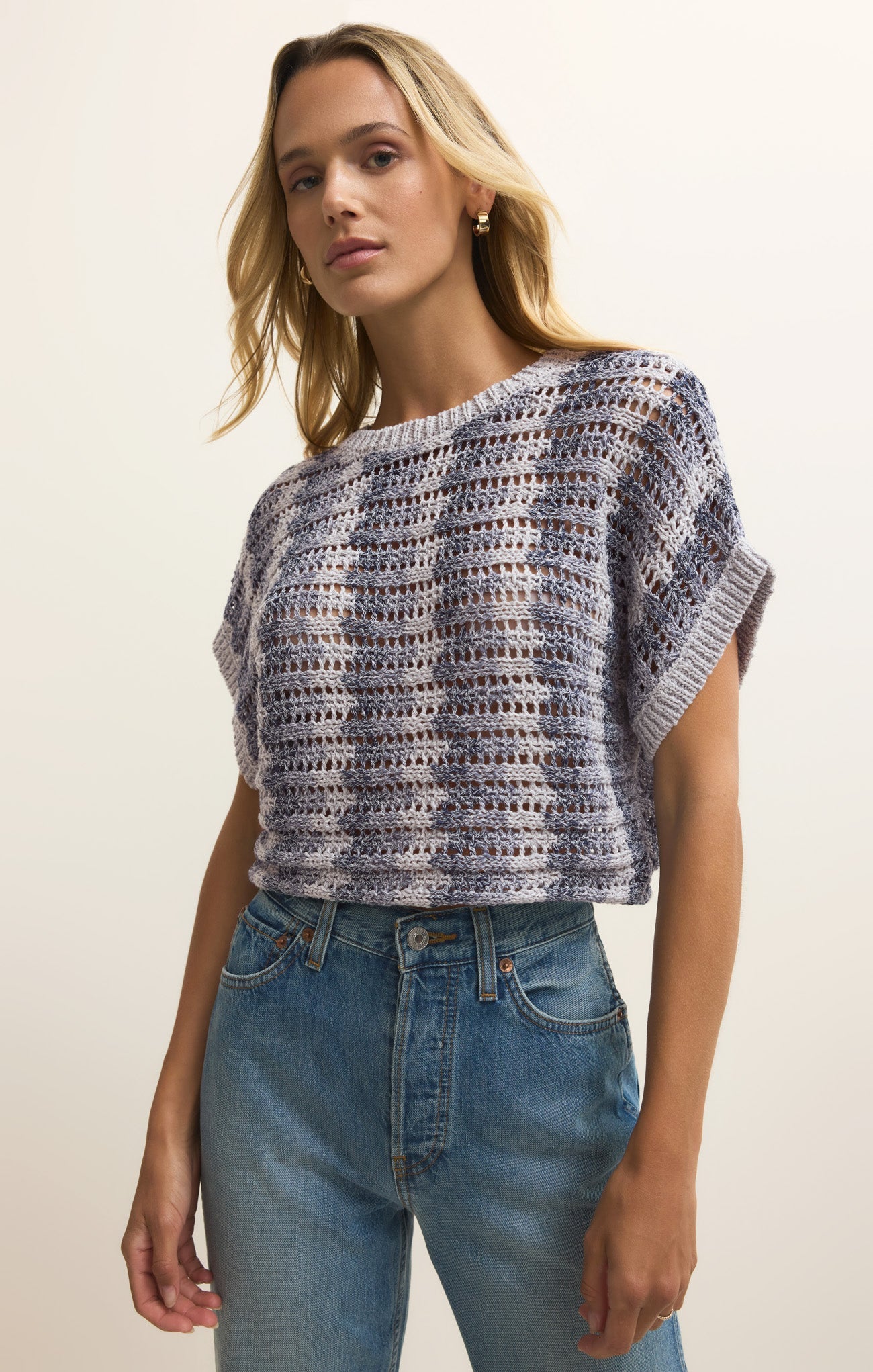 Ballast Crochet Stripe Sweater Top Main image