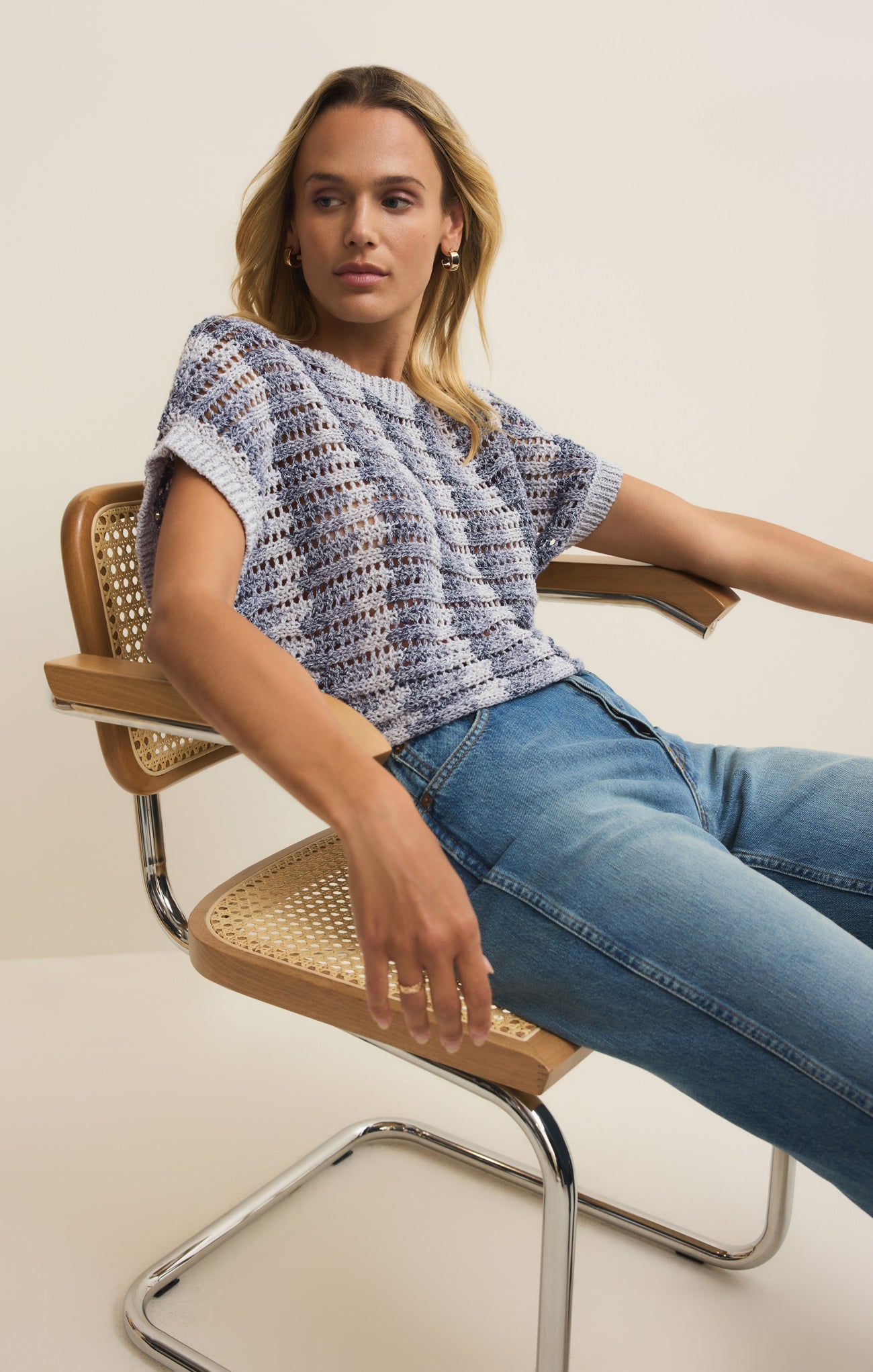 Ballast Crochet Stripe Sweater Top