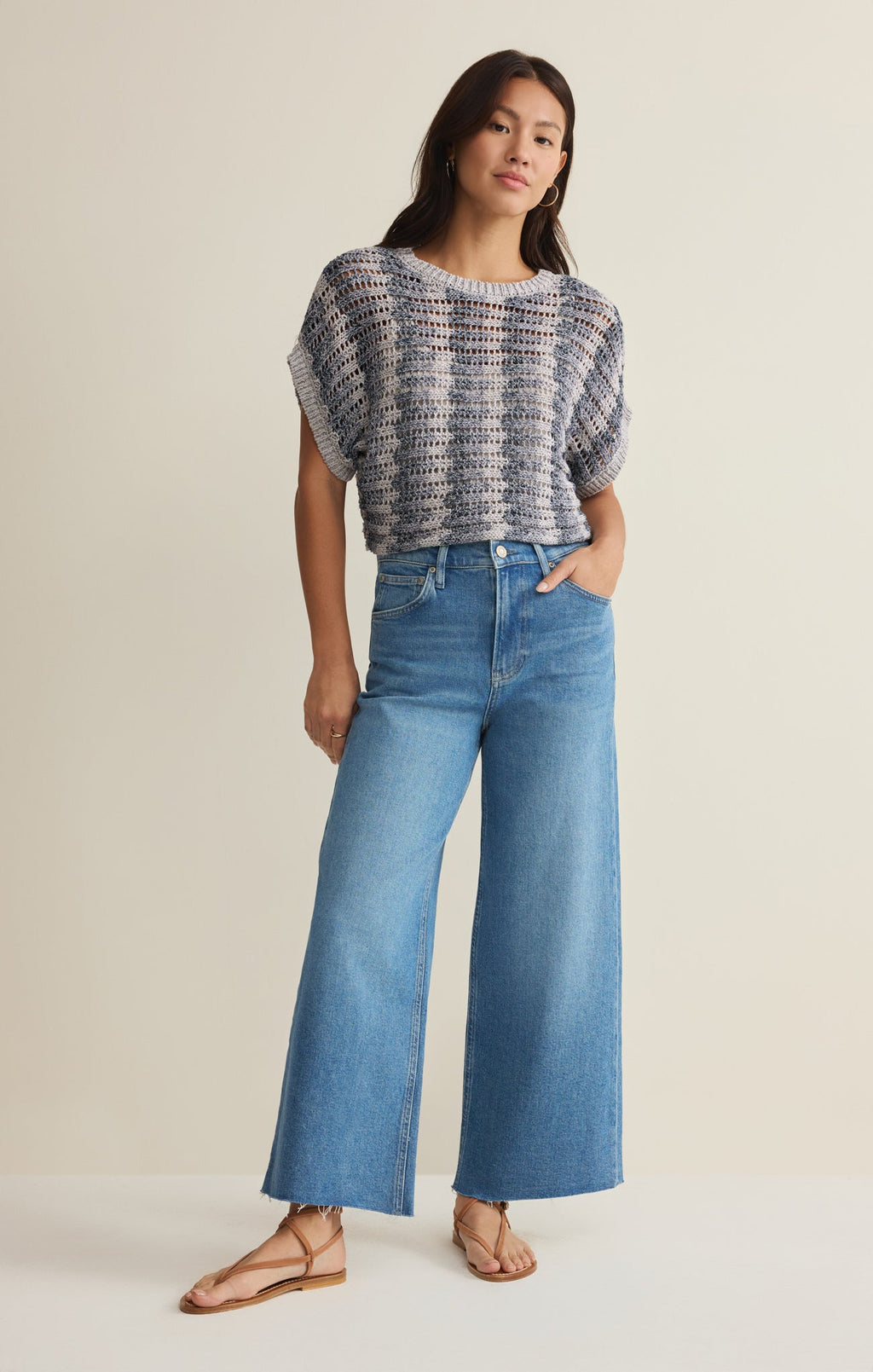 Ballast Crochet Stripe Sweater Top