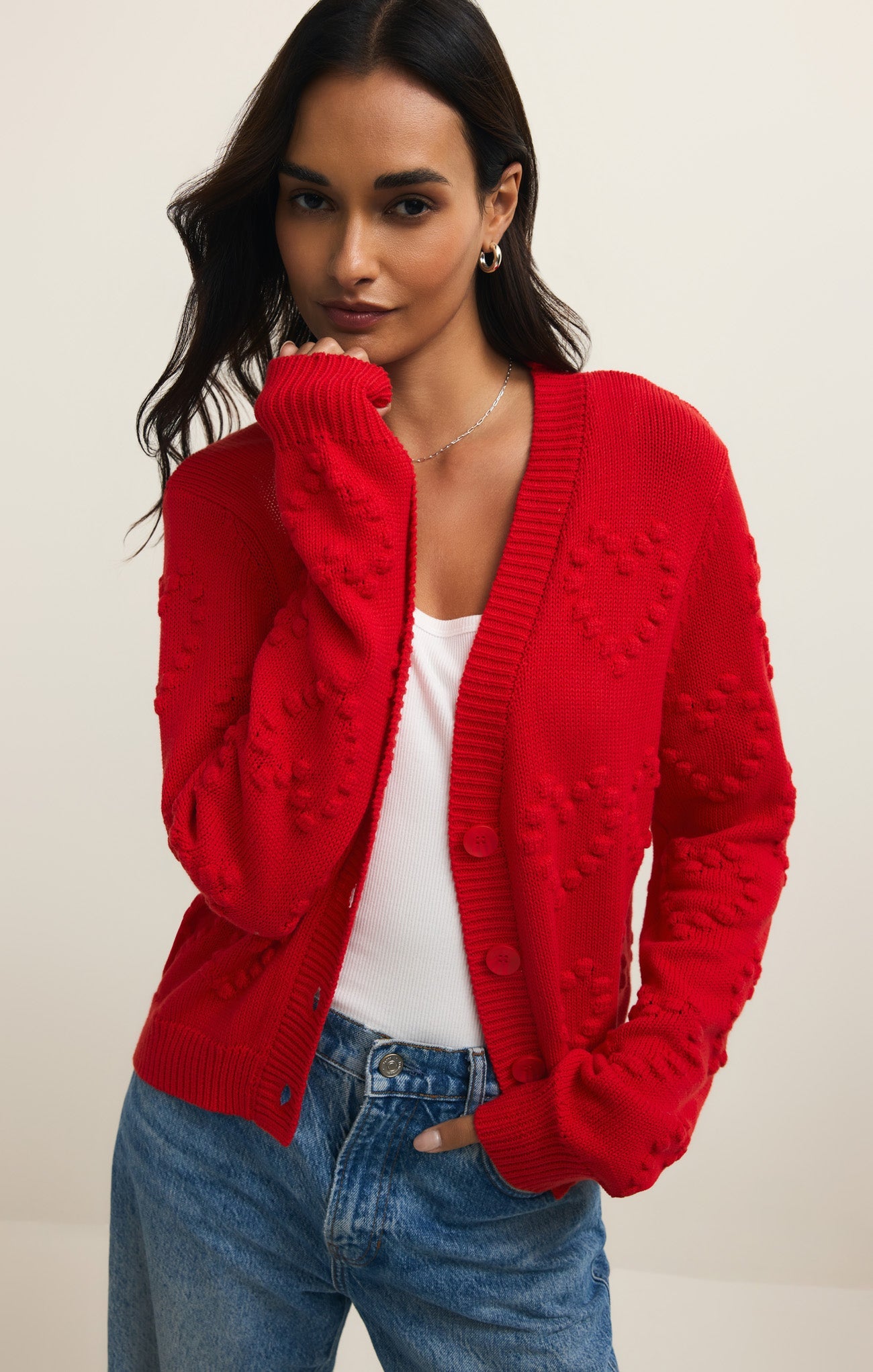 Hearts Embroidered Cardigan