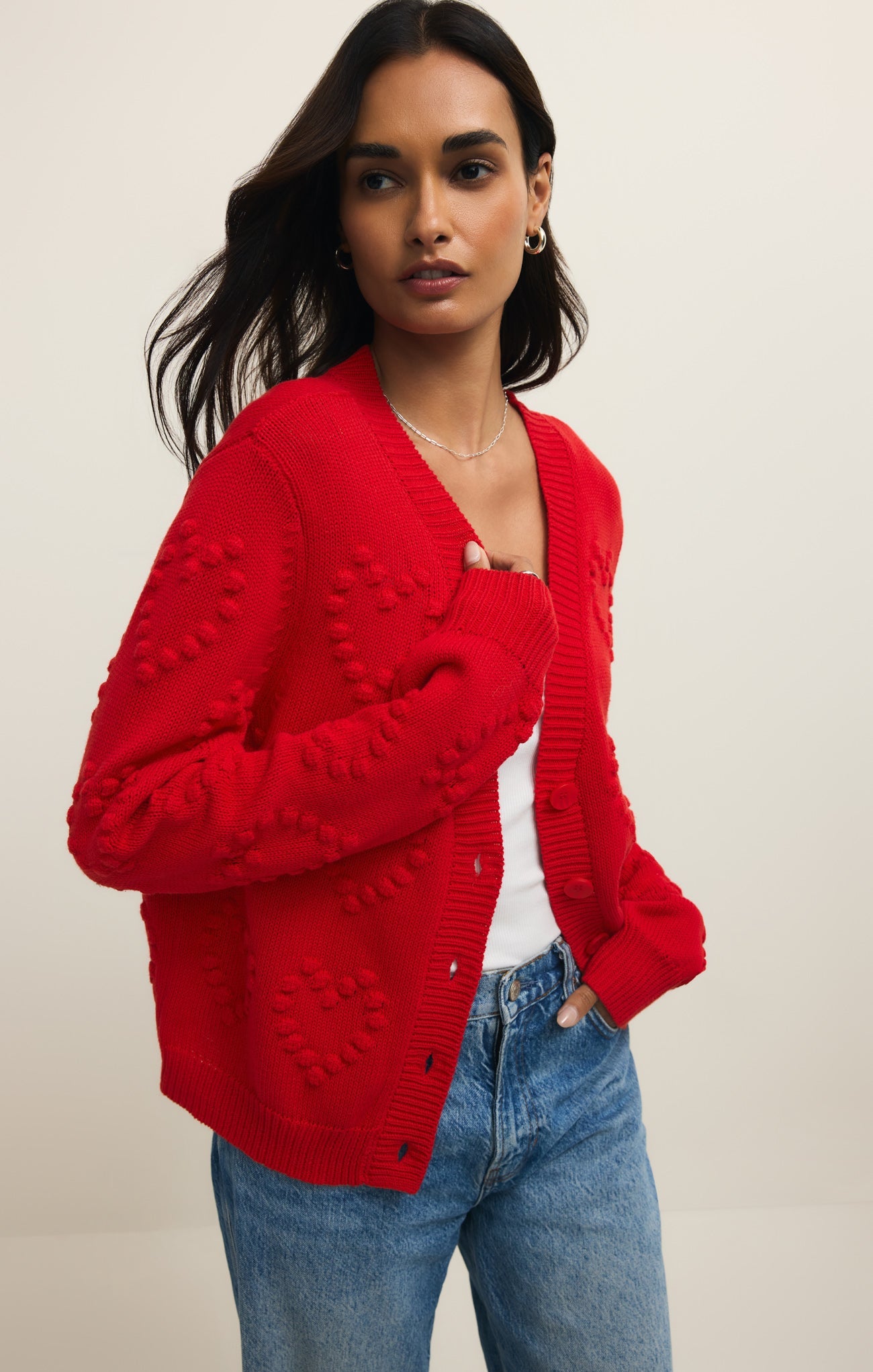 Hearts Embroidered Cardigan
