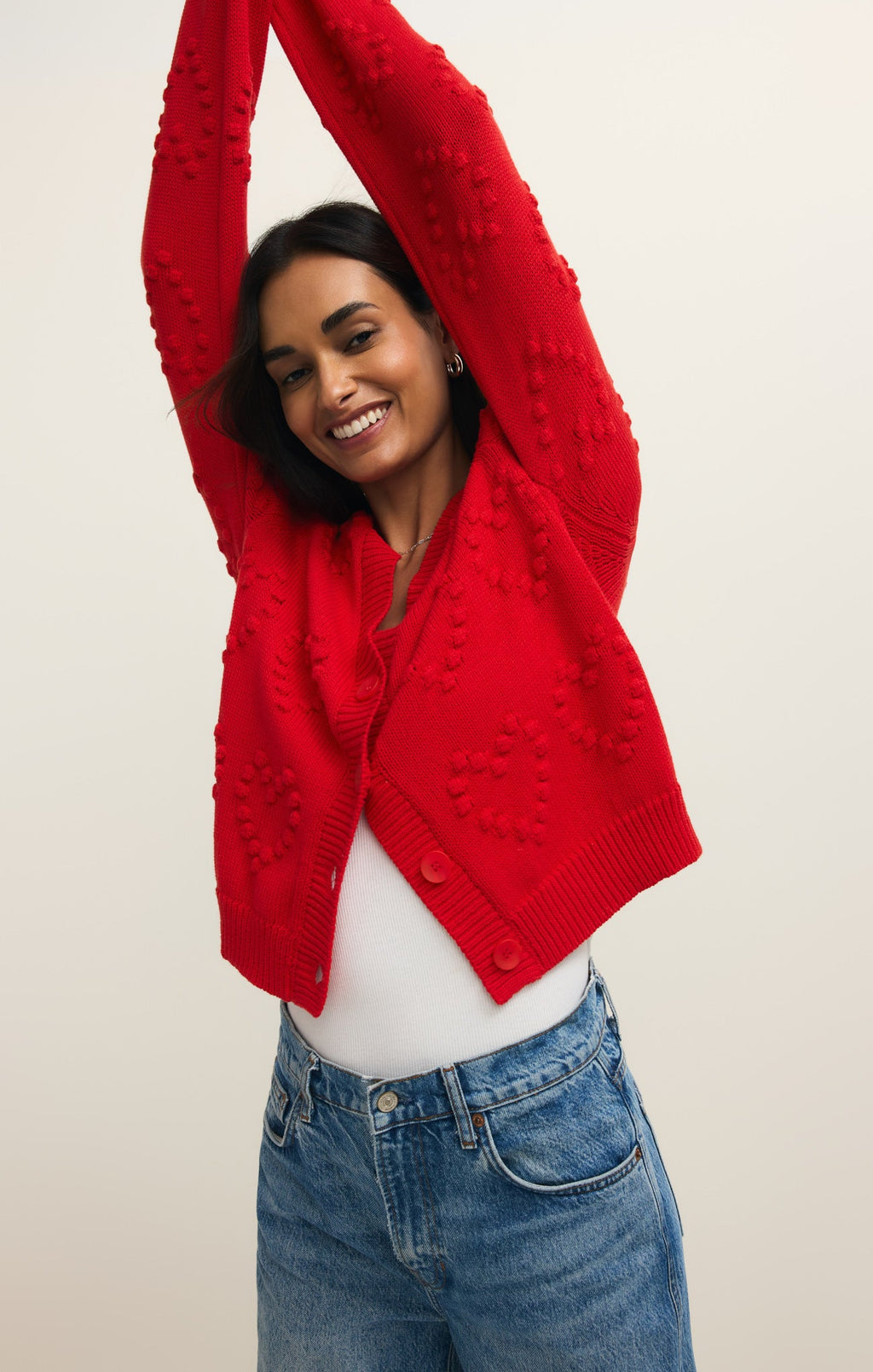 Hearts Embroidered Cardigan