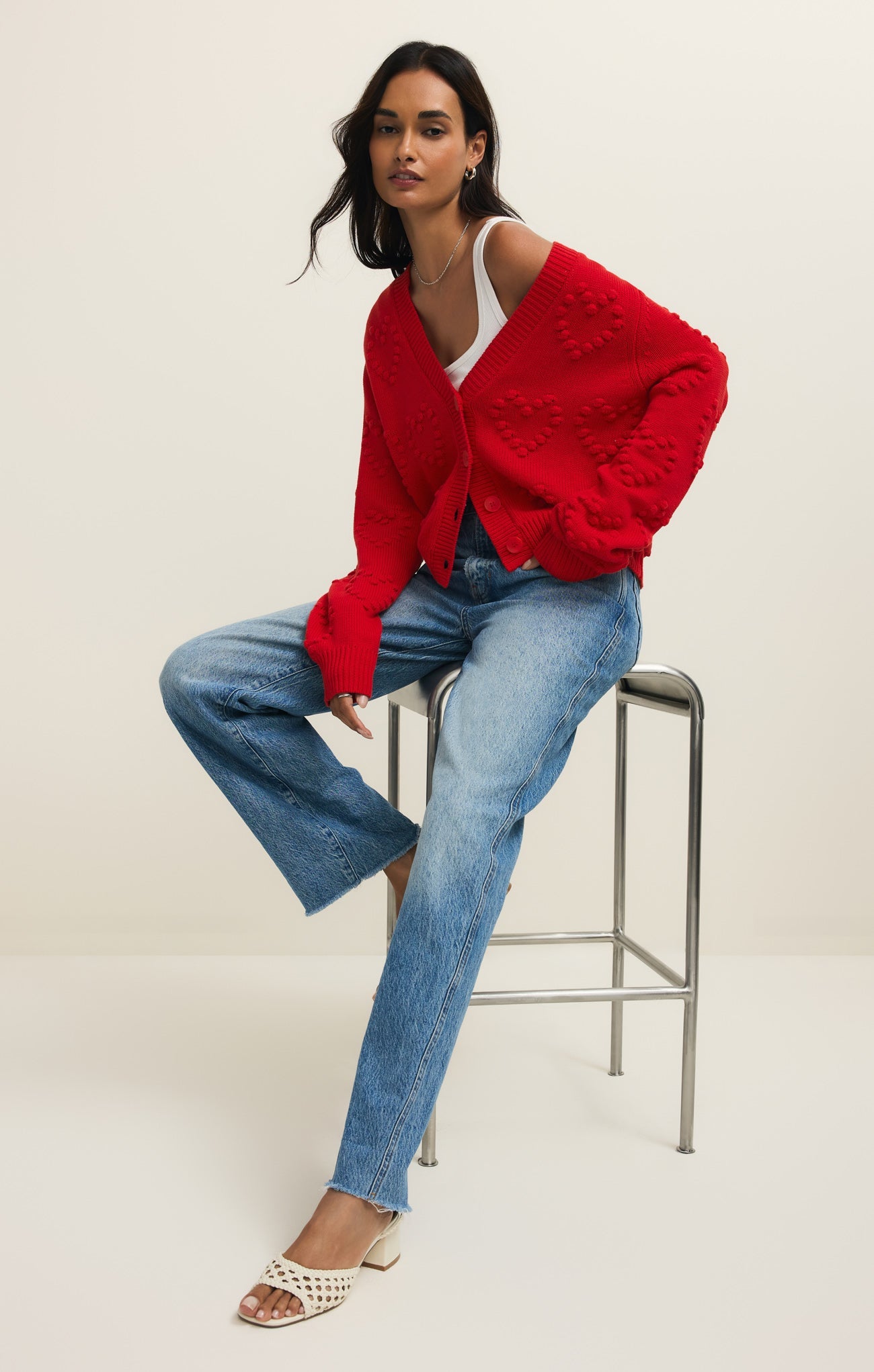 Hearts Embroidered Cardigan