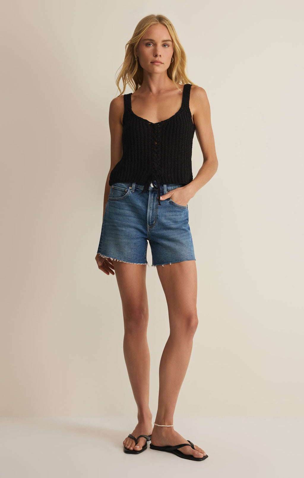 Tate Lace Up Sweater Top