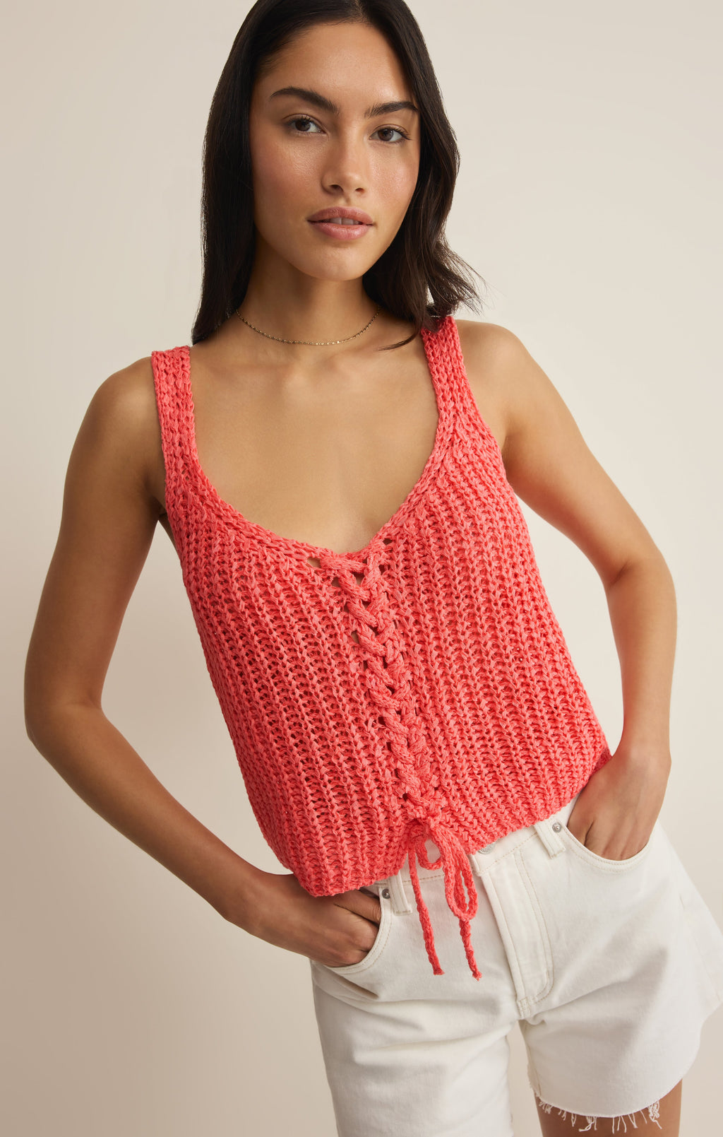 Tate Lace Up Sweater Top