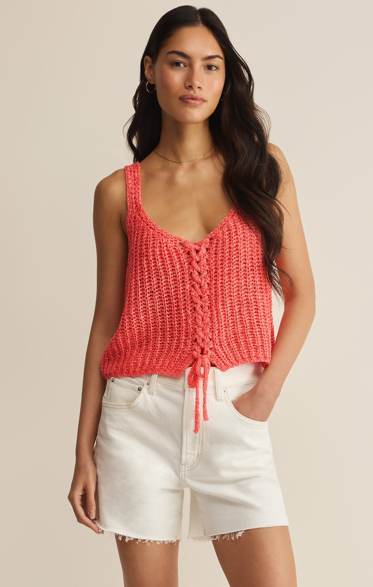 Tate Lace Up Sweater Top